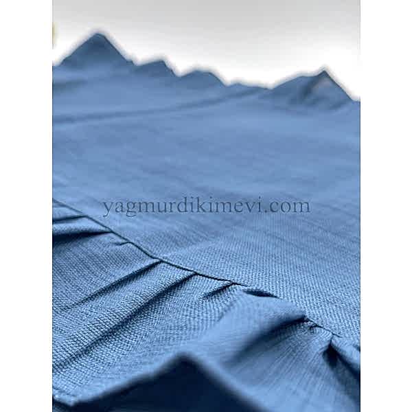 Naturel fırfırlı keten kumaş masa örtüsü zarif tasarımı ile