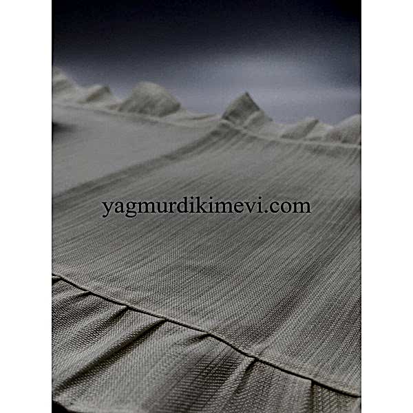 Naturel fırfırlı keten kumaş masa örtüsü zarif tasarımı ile