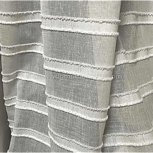 alt="Püsküllü Lüks Keten Tül Perde - Ağır Gramaj, Natürel Doku ve Gösterişli Püskül"