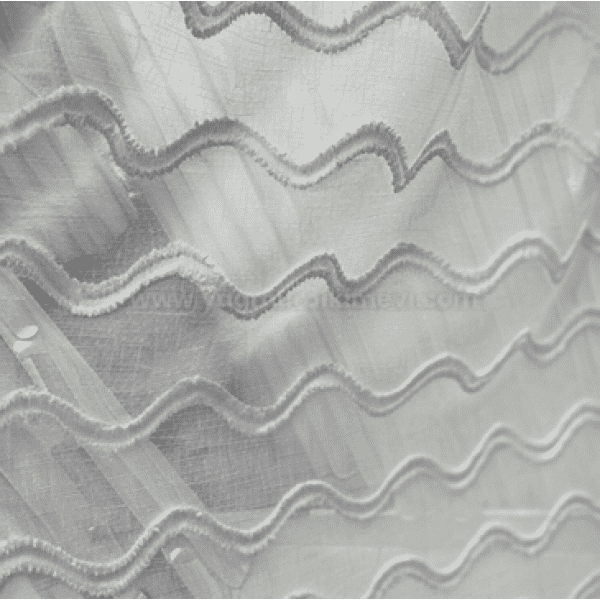  Dalga desenli püsküllü keten tül perde – lüks ağır gramajlı modern klasik model