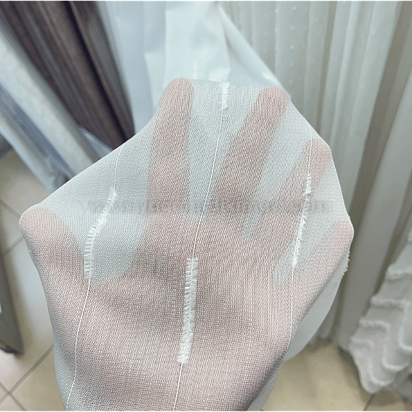 Şerit detaylı düz beyaz tül perde 