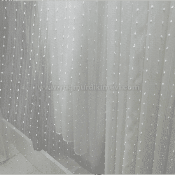 İnci detaylı simsiz tül perde – sade, modern ve ışık geçirgen zarif perde modeli
