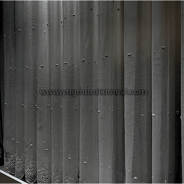  Nokta desenli güpürlü tül perde – sade şıklık, zarif detaylı modern tül perde