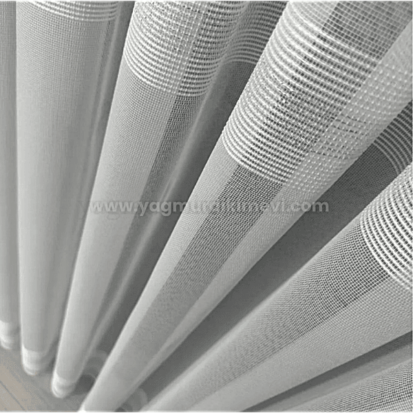 Anotella desenli simli armür tül perde – bantlı, tok duruşlu lüks tül perde modeli