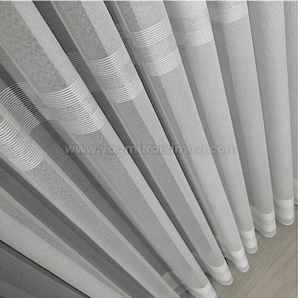 Anotella desenli simli armür tül perde – bantlı, tok duruşlu lüks tül perde modeli