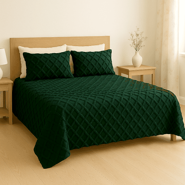 püsküllü yatak örtüsü seti – 3 parçalı %100 pamuk