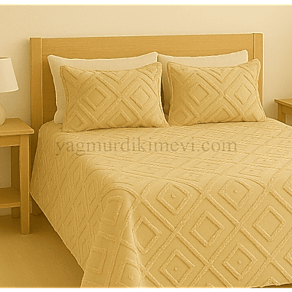 püsküllü yatak örtüsü seti – 3 parçalı %100 pamuk