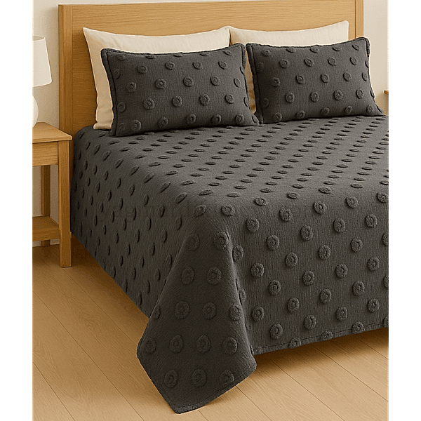 püsküllü yatak örtüsü seti – 3 parçalı %100 pamuk