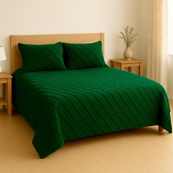 püsküllü yatak örtüsü seti – 3 parçalı %100 pamuk