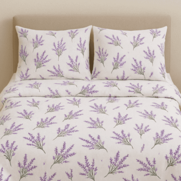 Sare çiçekli pamuk nevresim takımı mor desenli - Yağmur Dikim Evi