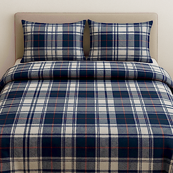 Arten modern pamuk nevresim takımı lacivert gri desenli - Yağmur Dikim Evi