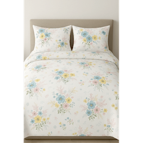 Deste Çiçekli Pamuklu Nevresim Takımı