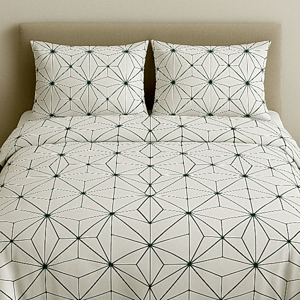 Optik modern pamuk nevresim takımı su yeşili desenli - Yağmur Dikim Evi