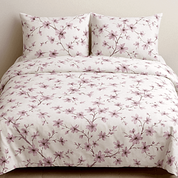 Ergül çiçekli pamuk nevresim takımı pembe desenli - Yağmur Dikim Evi