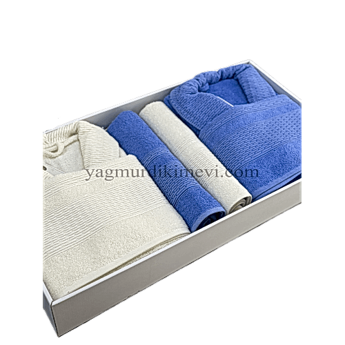  Lüks Aile Bornoz Seti – 2 Bornoz, 2 Büyük Havlu, 2 Baş Havlu, 2 Özel Banyo Sabunu