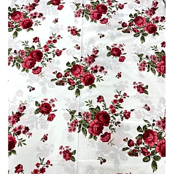 Flora çiçekli pamuk nevresim takımı kırmızı desenli - Yağmur Dikim Evi