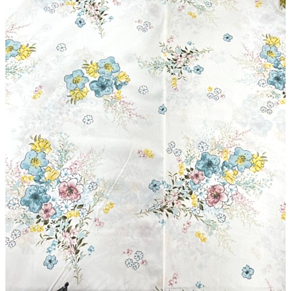 Deste çiçekli pamuk nevresim takımı sarı mavi desenli - Yağmur Dikim Evi