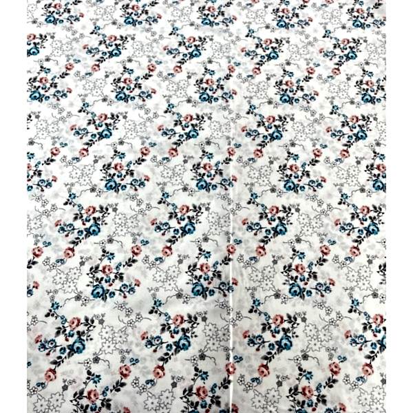 Esra çiçekli pamuk nevresim takımı mavi turuncu desenli - Yağmur Dikim Evi