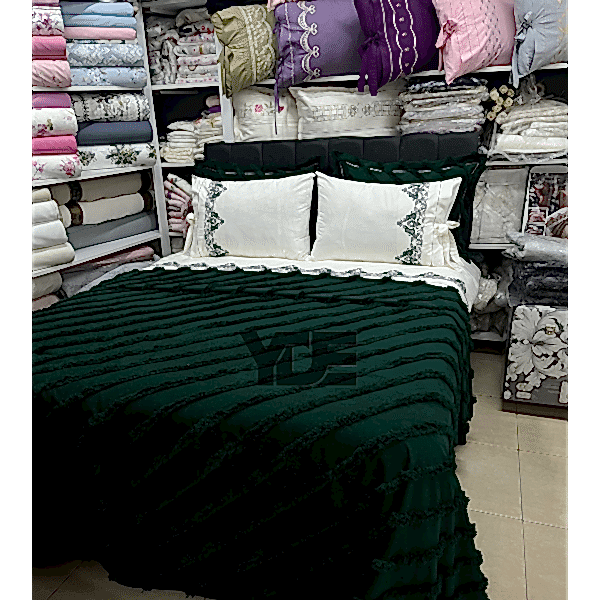 7 Parça Çeyizlik Nakışlı Nevresim Takımı ve Püsküllü Pike Örtüsü